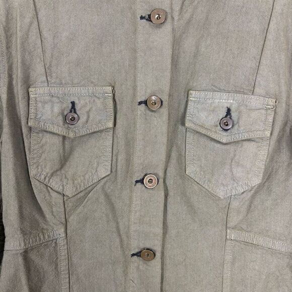 Rag & Bone Green Military Utility Style Button Front Denim Cotton Jacket Size Sm - Picture 5 of 10